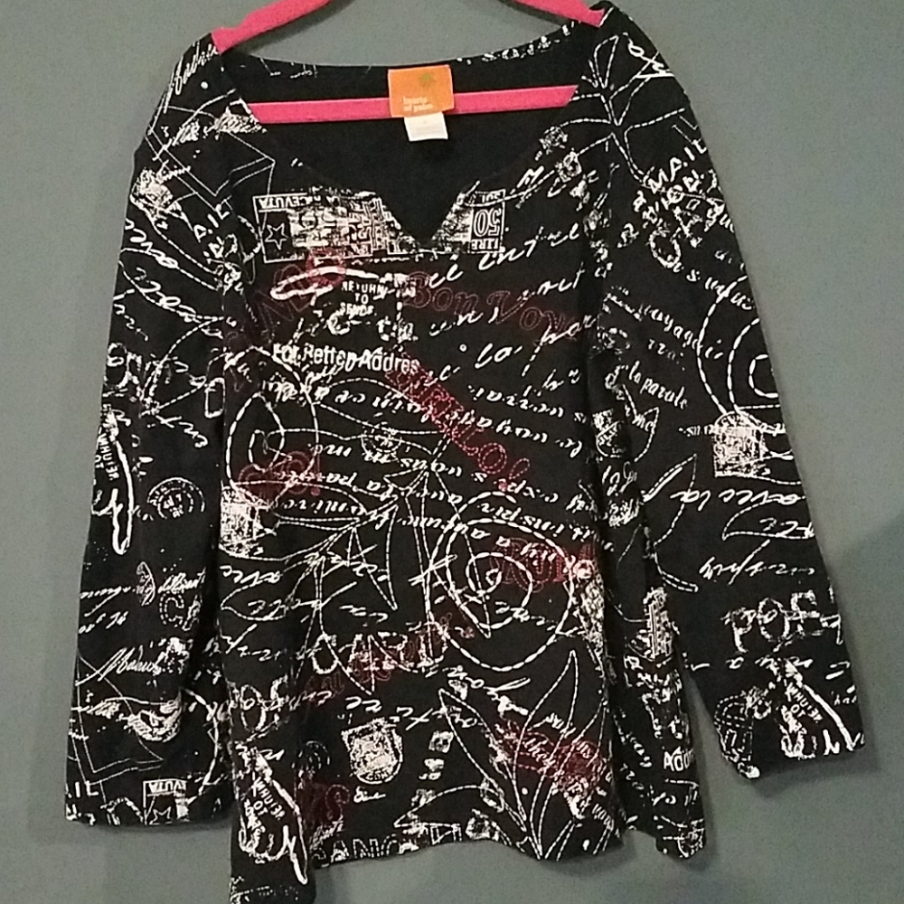 Hearts of Palm postage graffiti print top Small
